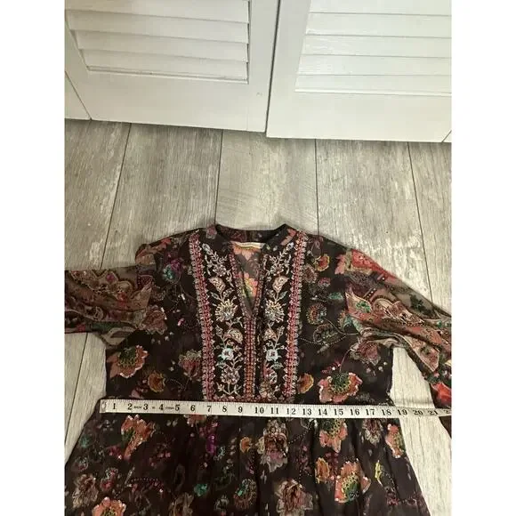 Soft Surroundings Embroidered Beaded Icon Asteria Tunic Sheer Boho Chic Flow SP - Picture 11 of 14